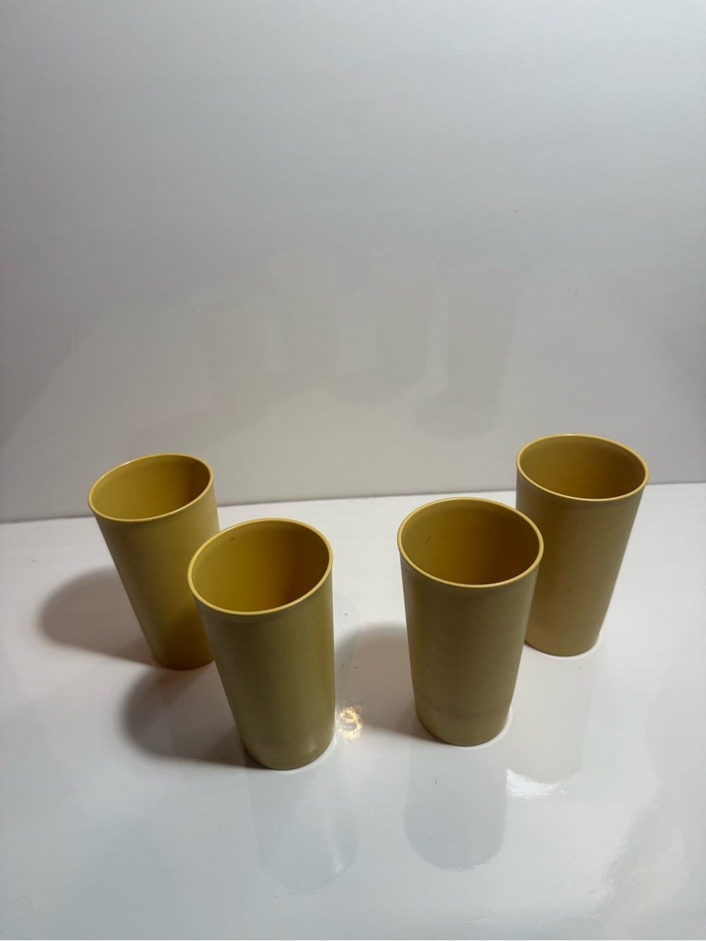 Vintage Tupperware Tumblers Cups #873 Set Of 4-12oz. Harvest Colors Stackable